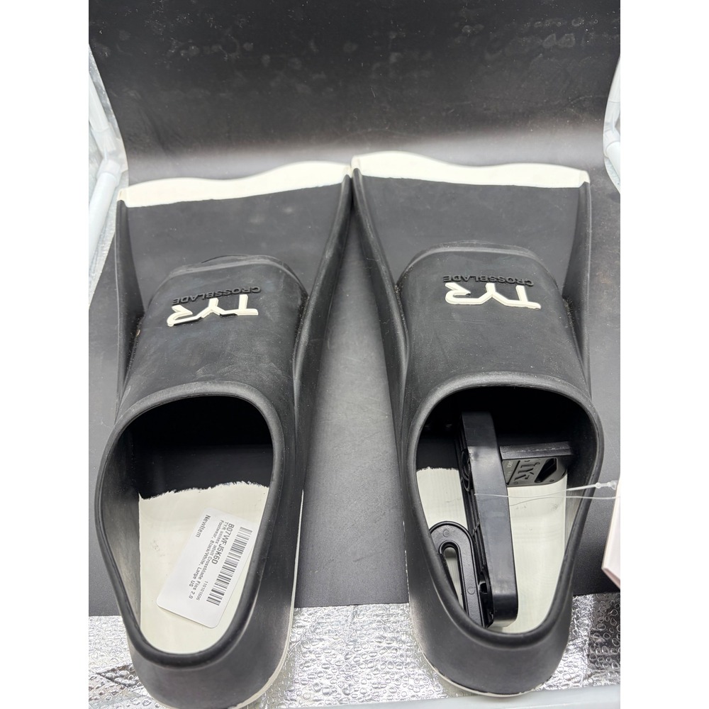 TYR Crossblade Fins 2.0 Blck White Training Swim Fins Mens 9-11 Womens 10.5-12.5